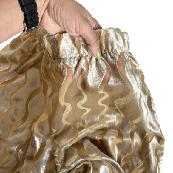 Urban Renewal Parties Remnants Neutral Gold Velvet Burnout Pull On Pants Medium - Picture 8 of 9
